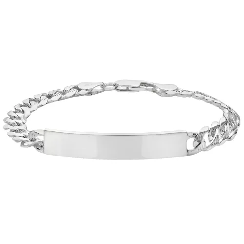 Silver Curb Pave Id Bracelet 14.2g